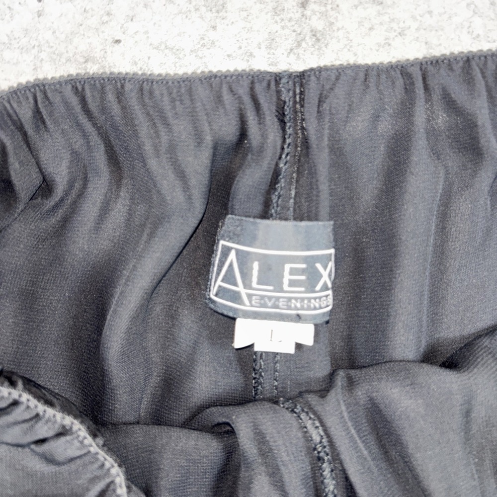 Alex Evenings Pants Women's Large Black Wide Leg Chiffon Evening Flowy Sheer - Picture 4 of 7